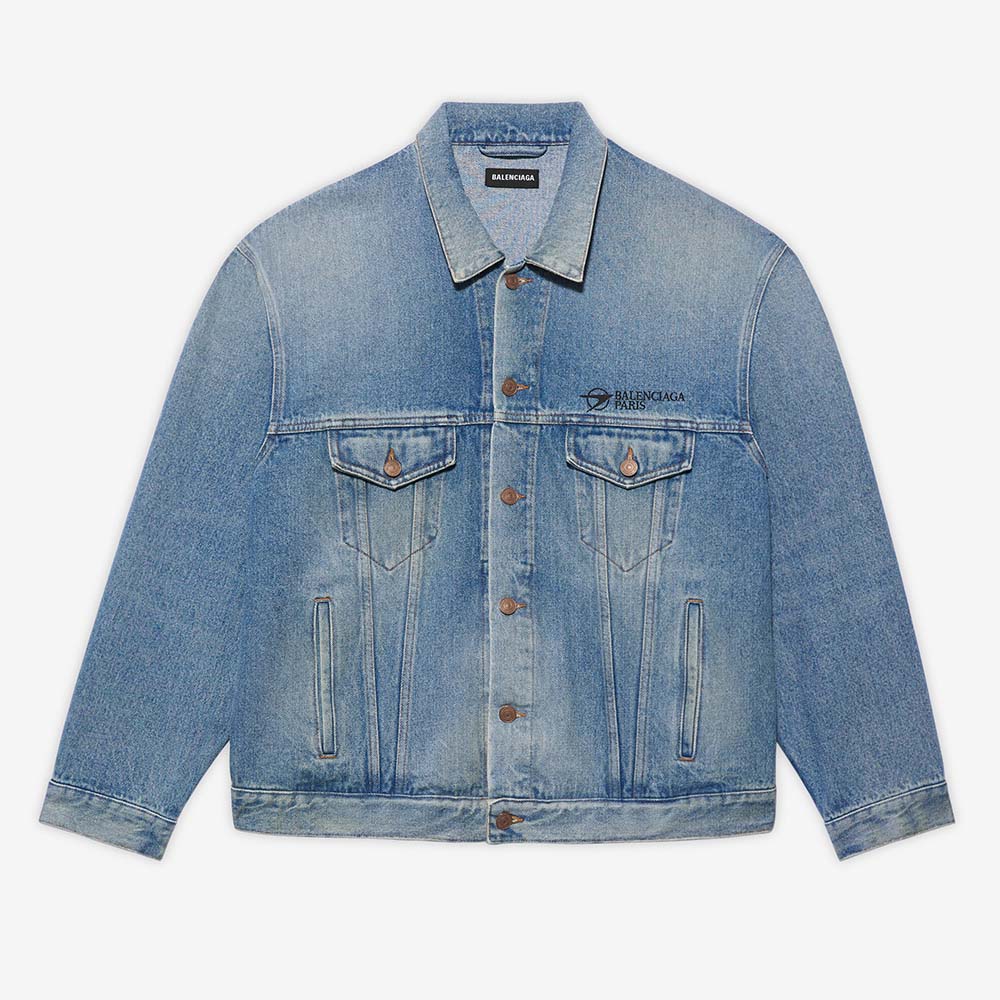Front view of Balenciaga Women Corporate Large Fit Jacket in Indigo