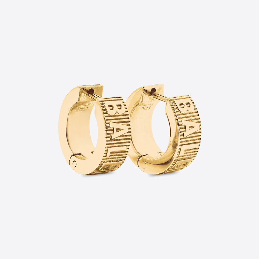 Front view of Balenciaga Women Force Striped Earrings in gold sterling silver