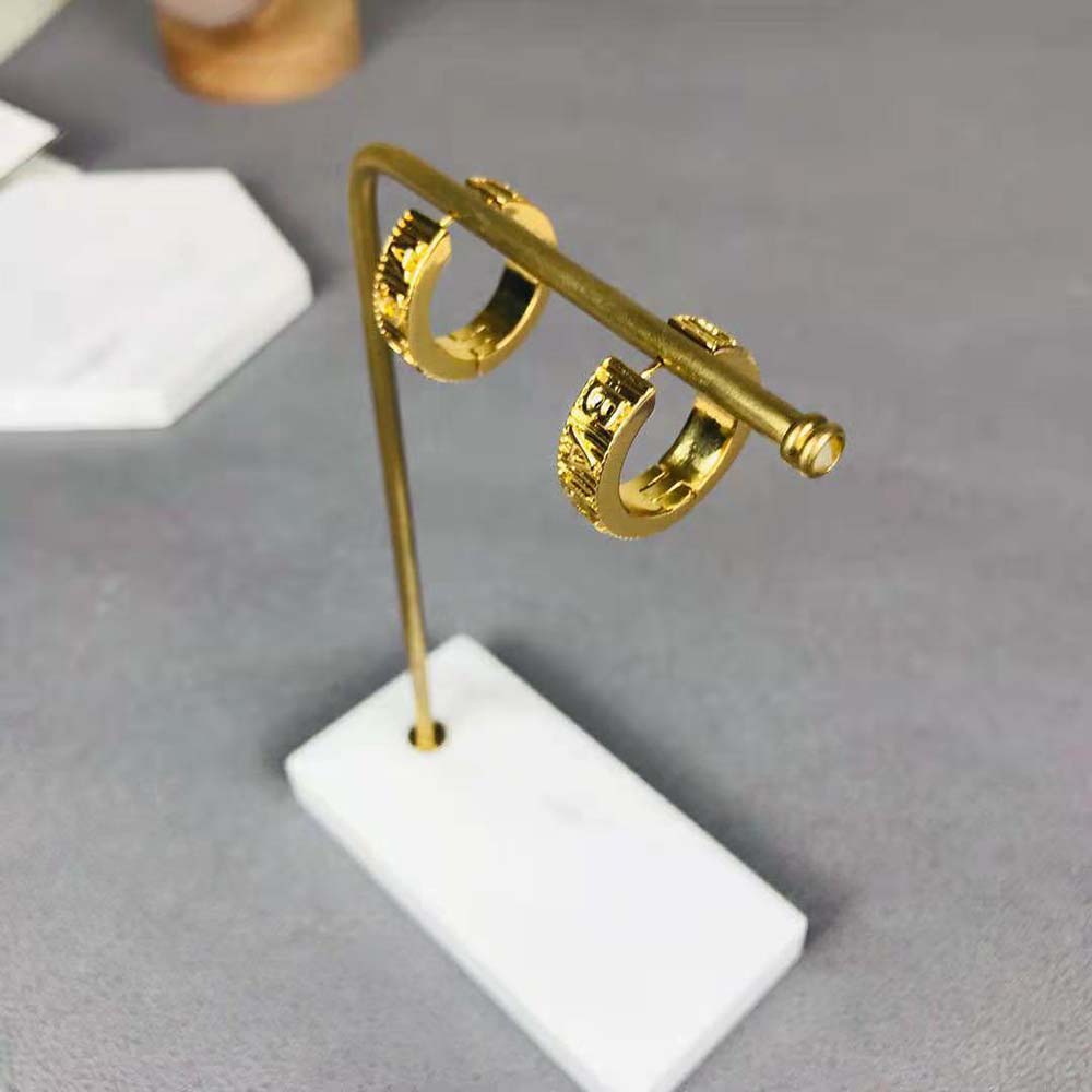 Balenciaga Women Force Striped Earrings in Gold Sterling Silver - image 5