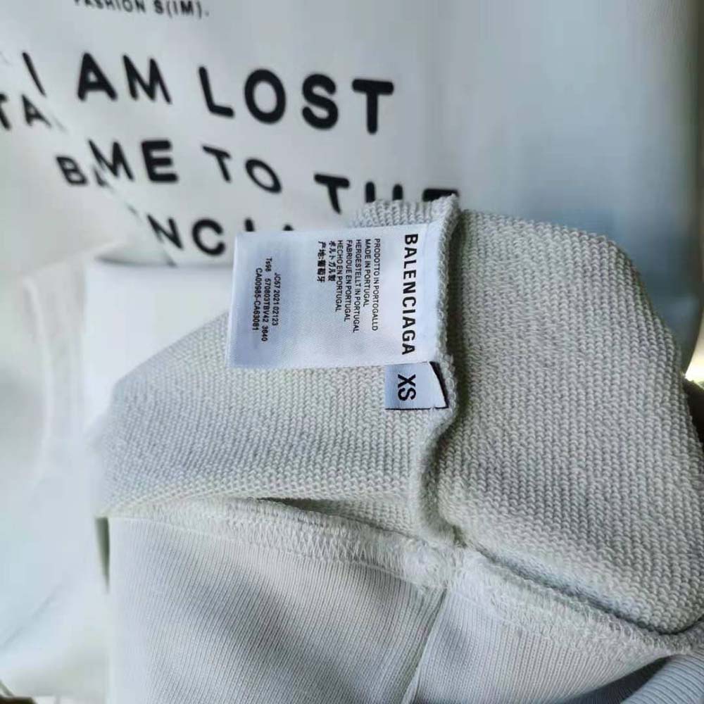 Balenciaga Women Hi My Name Is Boxy Hoodie in White and Black Medium Fleece - image 10
