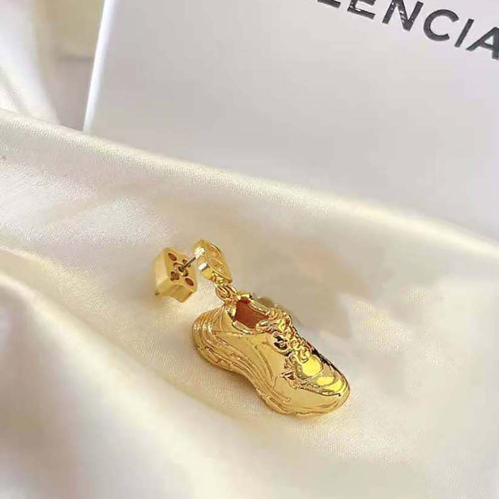 Side angle showing layered design of Balenciaga Women Mini Triple S Earring