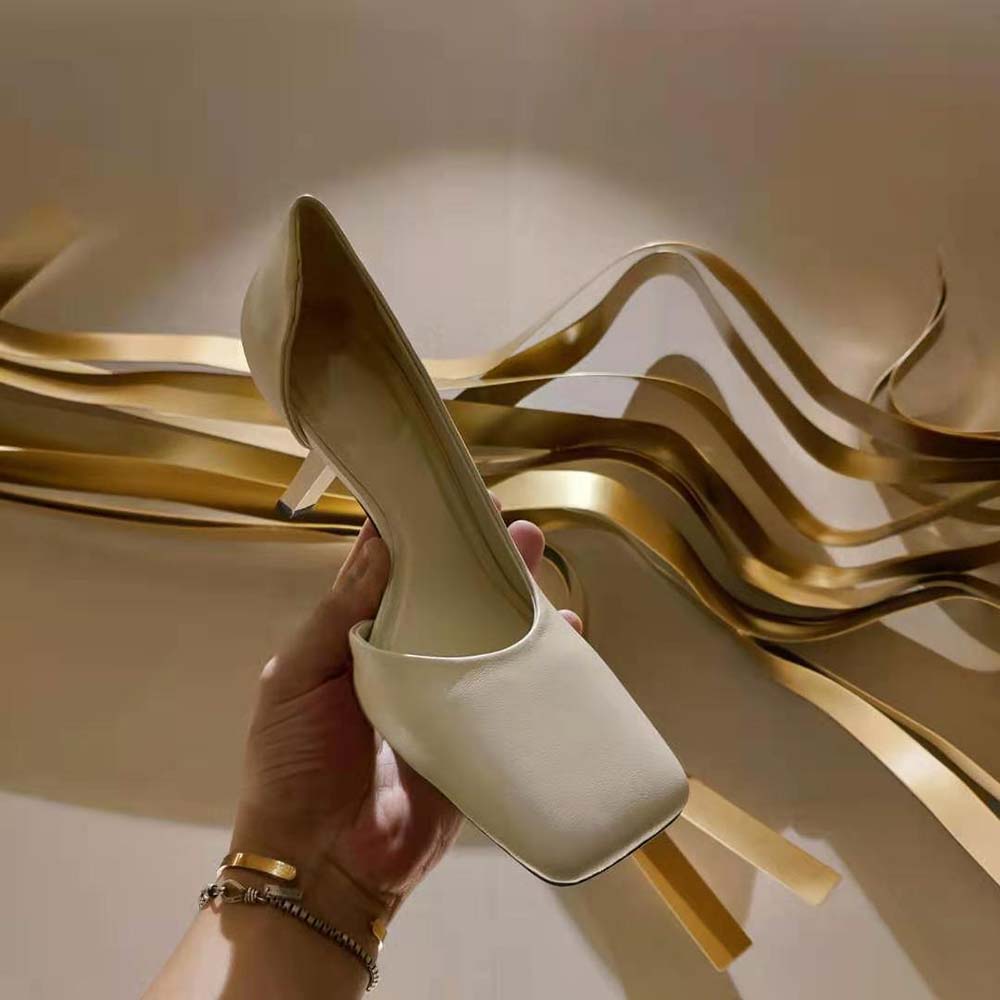 Balenciaga Women Void 80mm D Orsay Pump in White Shiny Soft Calfskin - image 5