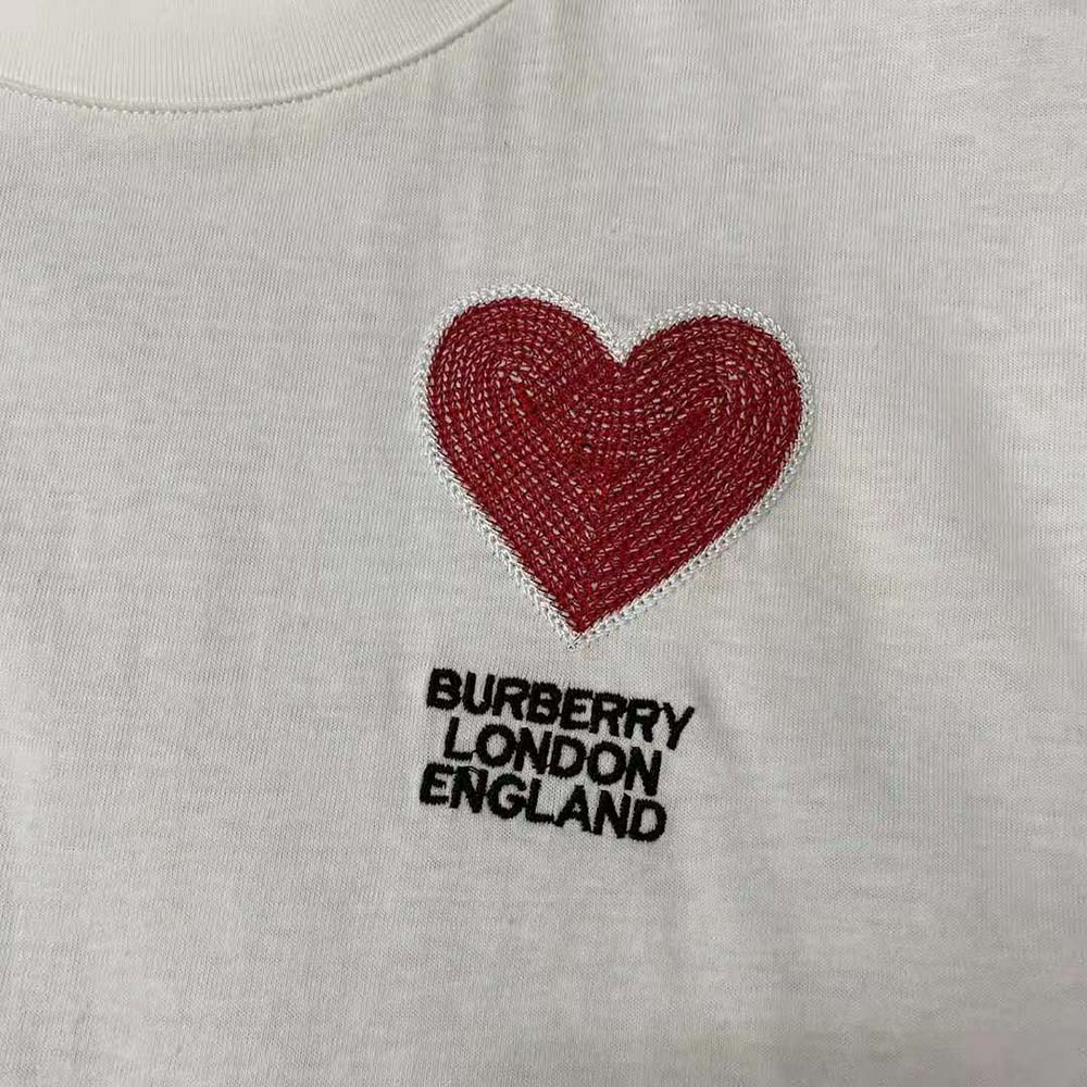 Burberry Women Heart Motif Cotton T-shirt-White - image 7