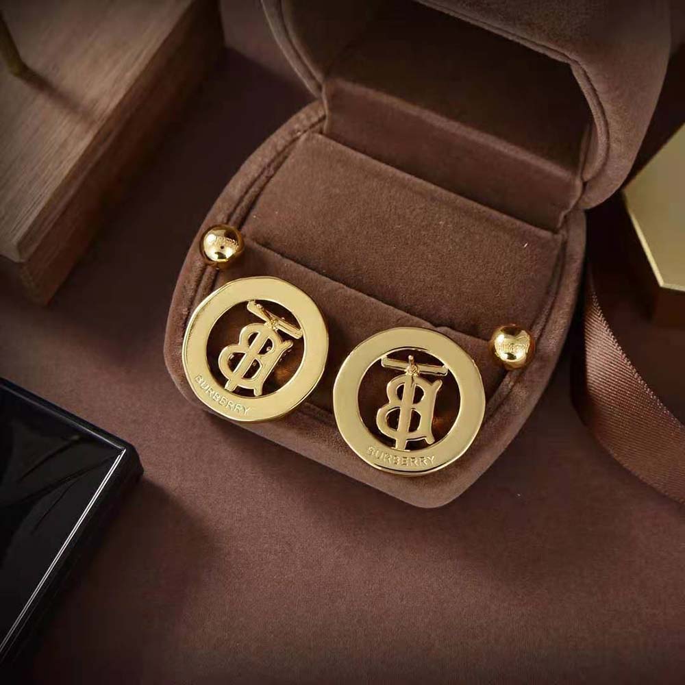 Burberry Women Crystal Detail Gold-plated Monogram Motif Earrings - image 5