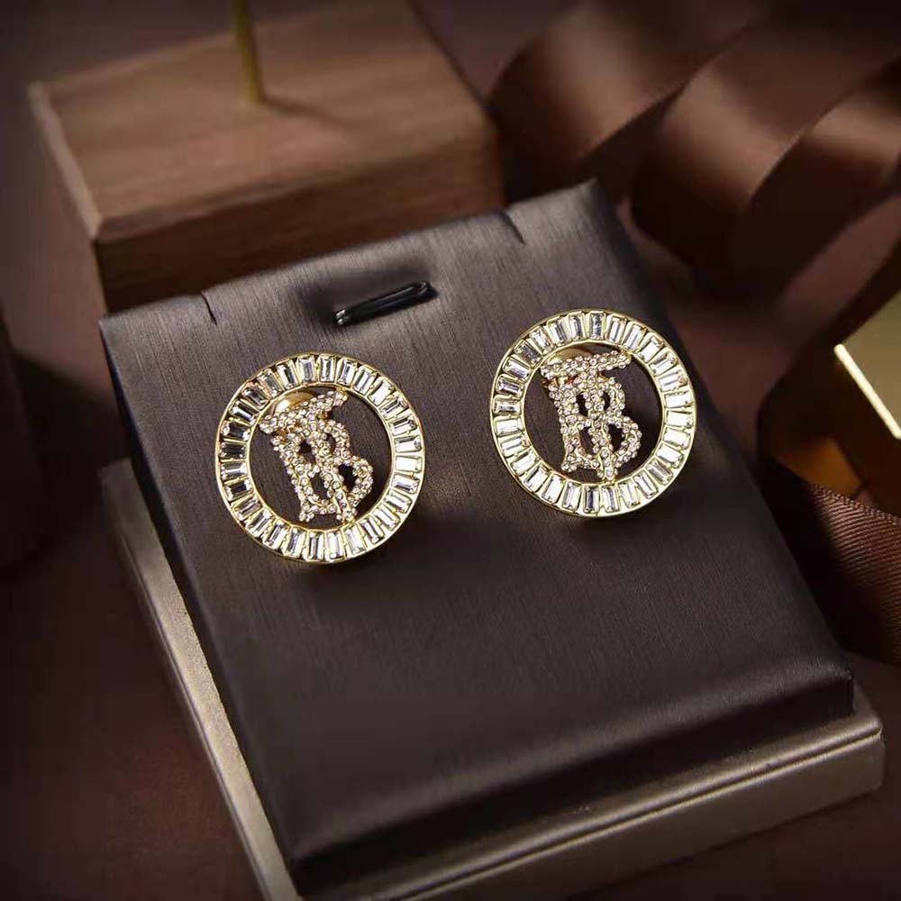 Burberry Women Crystal Detail Gold-plated Monogram Motif Earrings - image 4