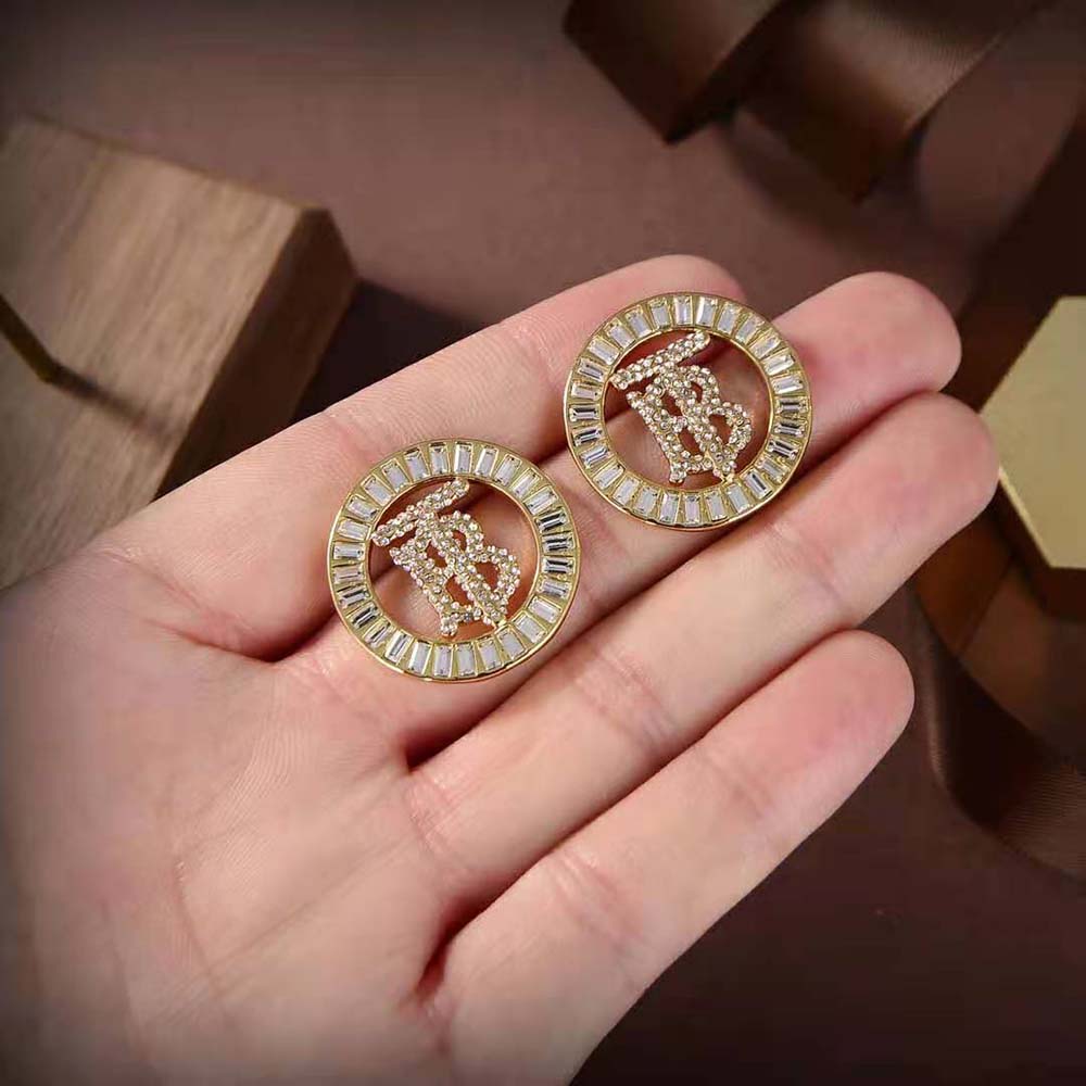 Burberry Women Crystal Detail Gold-plated Monogram Motif Earrings - image 6