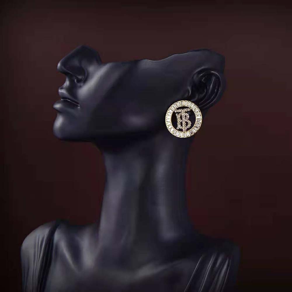 Burberry Women Crystal Detail Gold-plated Monogram Motif Earrings - image 7