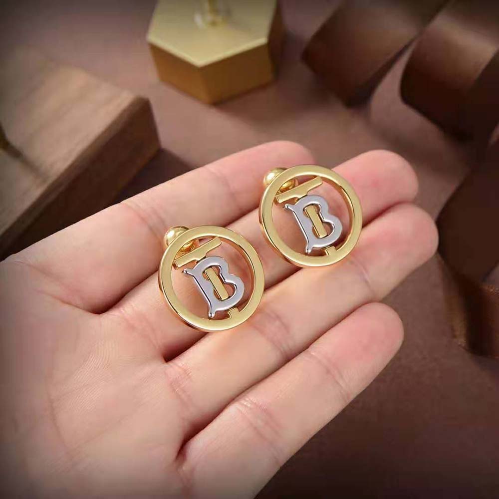 Burberry Women Gold and Palladium-plated Monogram Motif Earrings - image 6
