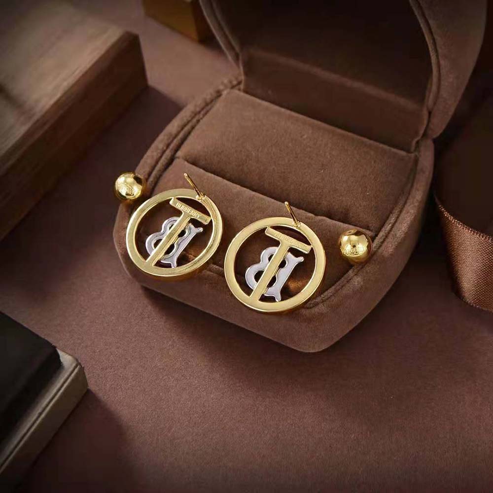 Burberry Women Gold and Palladium-plated Monogram Motif Earrings - image 5