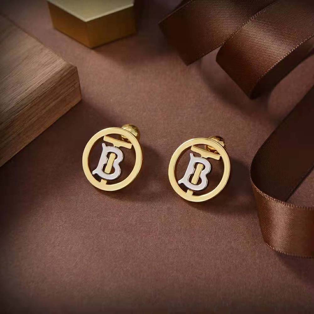 Burberry Women Gold and Palladium-plated Monogram Motif Earrings - image 4