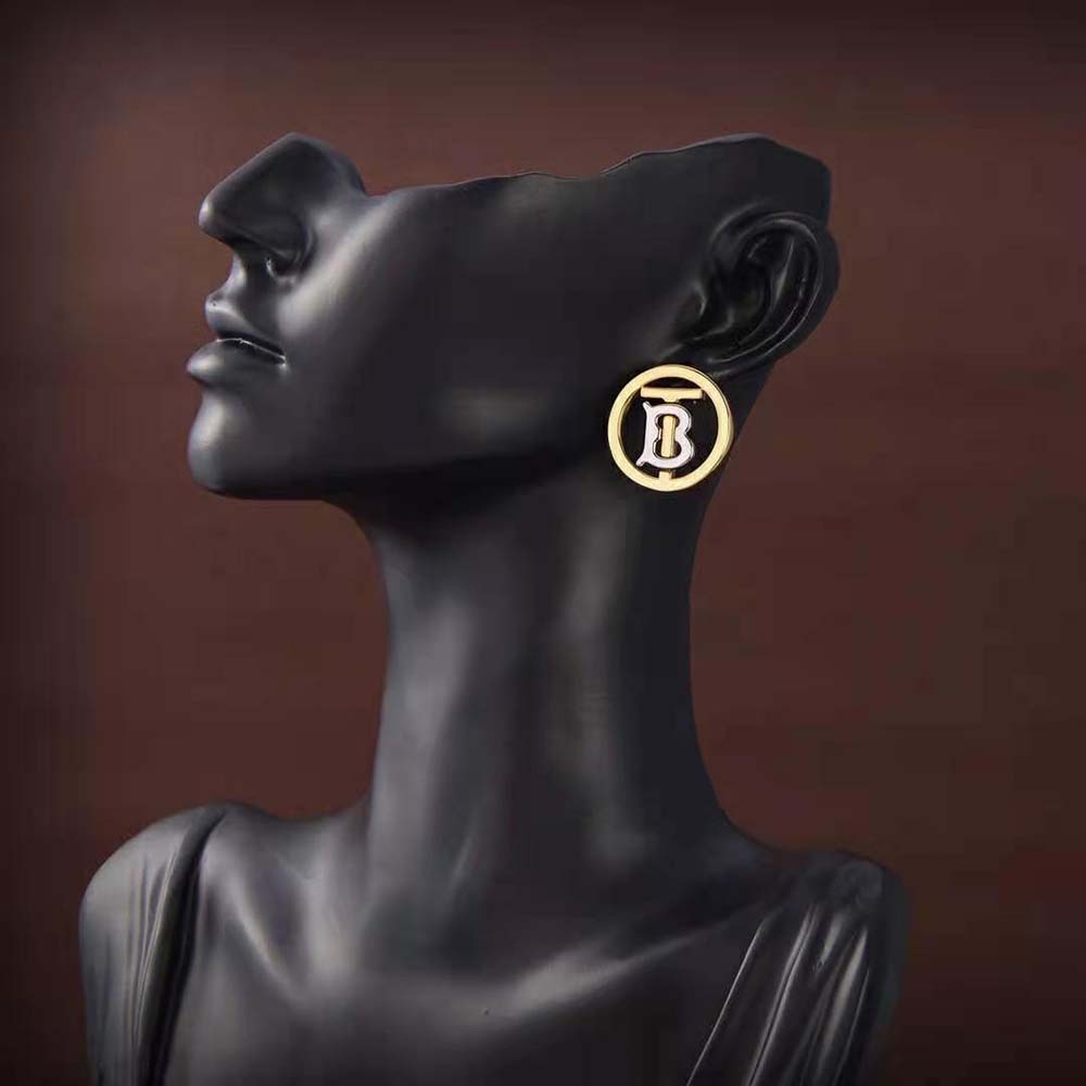 Burberry Women Gold and Palladium-plated Monogram Motif Earrings - image 7
