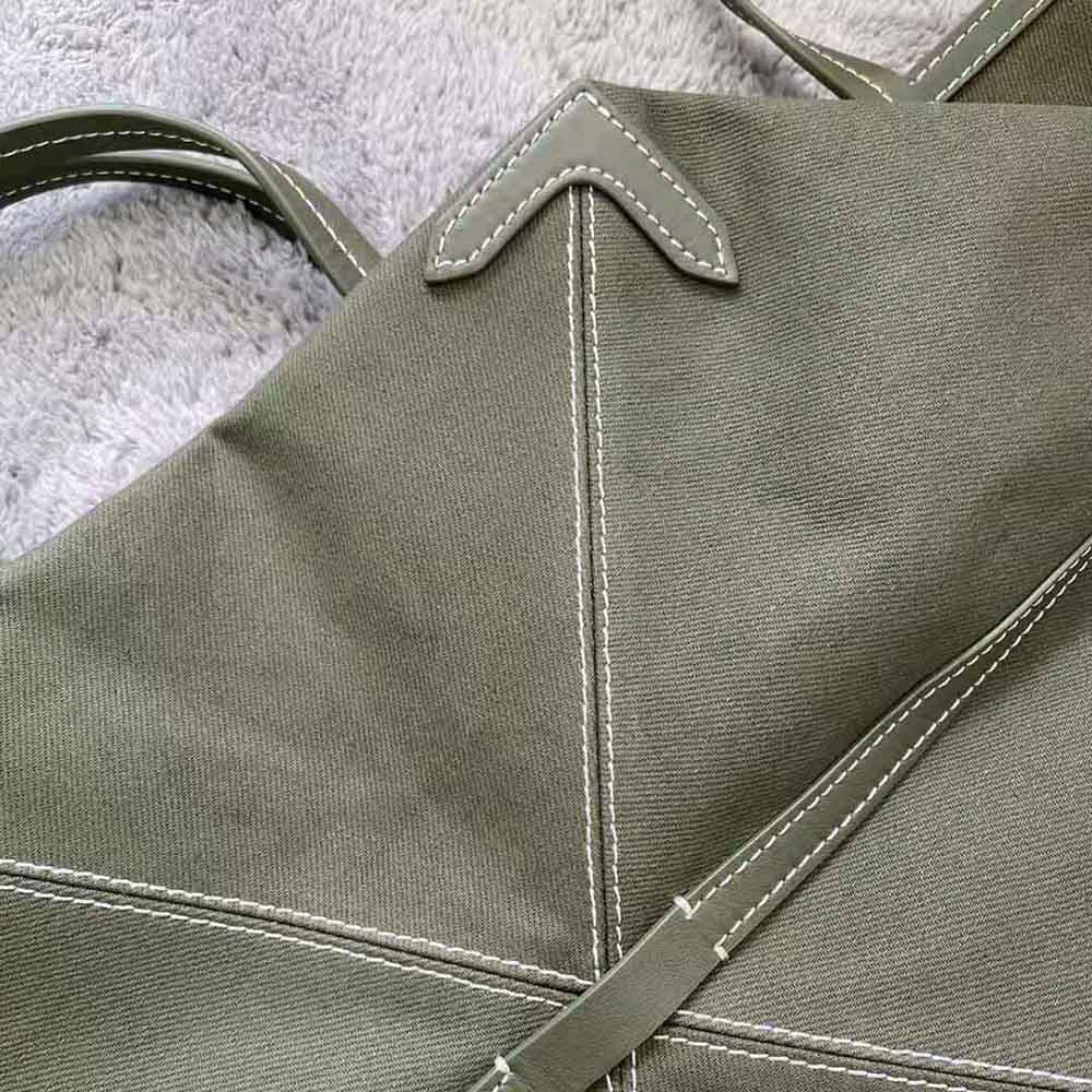 Burberry Women Mini Horseferry Linen Cotton Canvas Beach Tote-Green - image 8