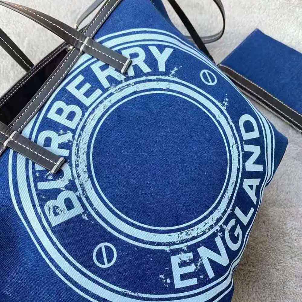 Burberry Women Mini Logo Graphic Denim Beach Tote - image 6