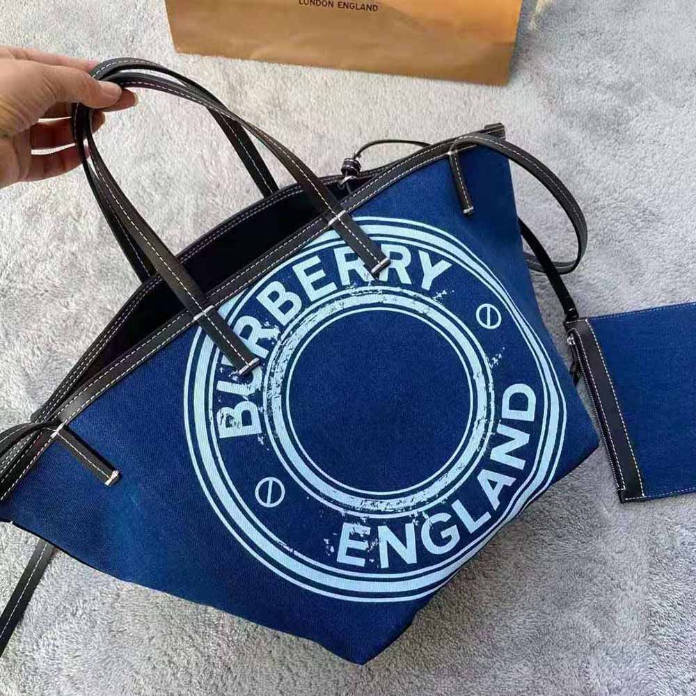 Burberry Women Mini Logo Graphic Denim Beach Tote - image 4
