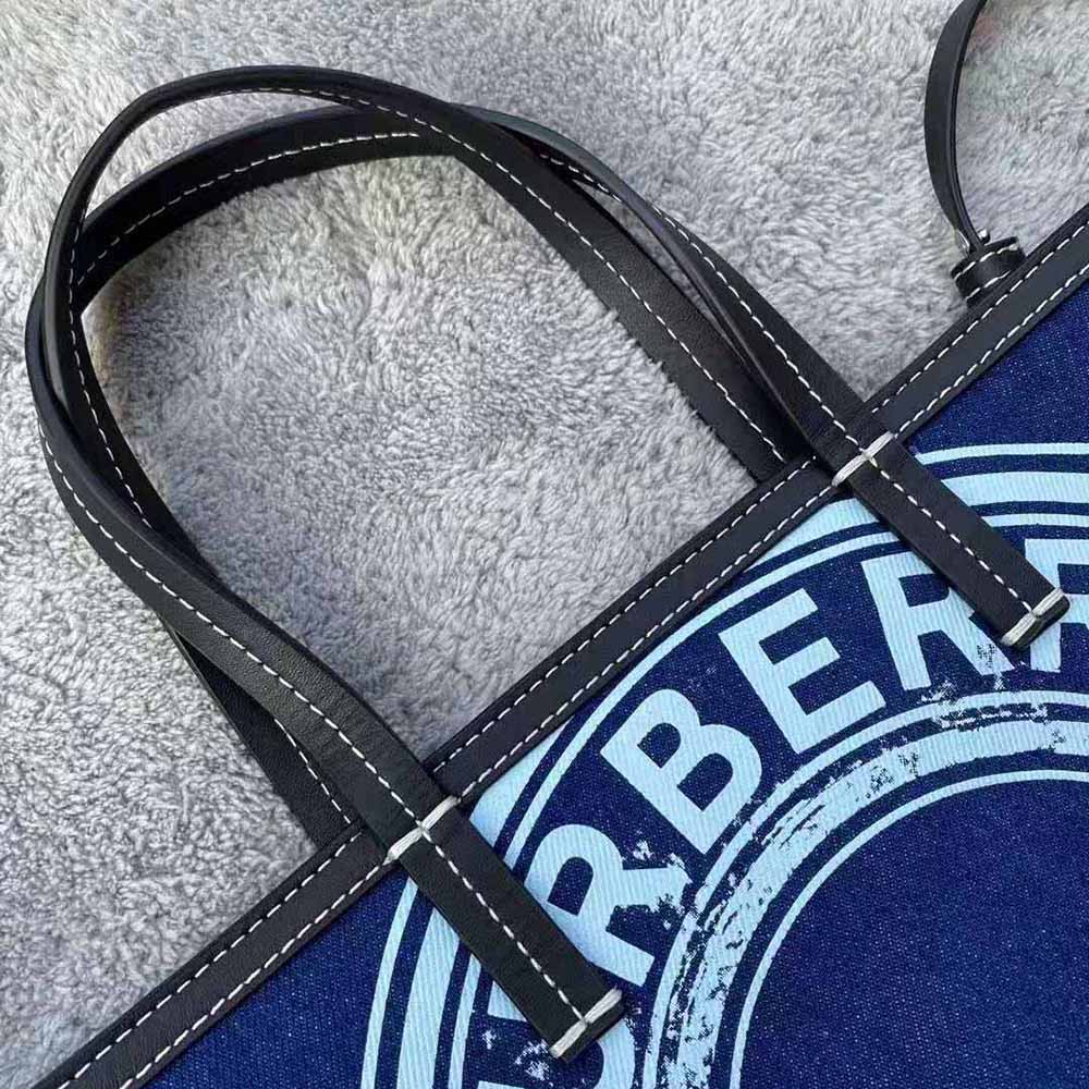 Burberry Women Mini Logo Graphic Denim Beach Tote - image 9