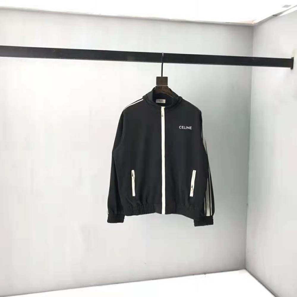 Close-up of soft jersey fabric and Celine signature detail sweatshirt