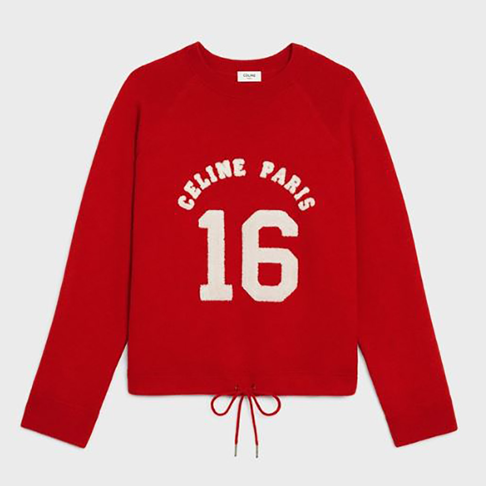 Front view of Celine Women 16 Sweatshirt in Wool and Cashmere-Red