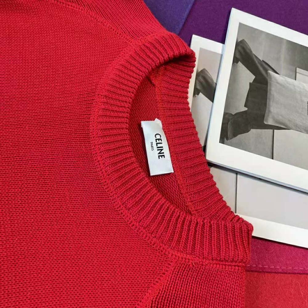 Celine Women 16 Sweatshirt in Wool and Cashmere-Red - image 8