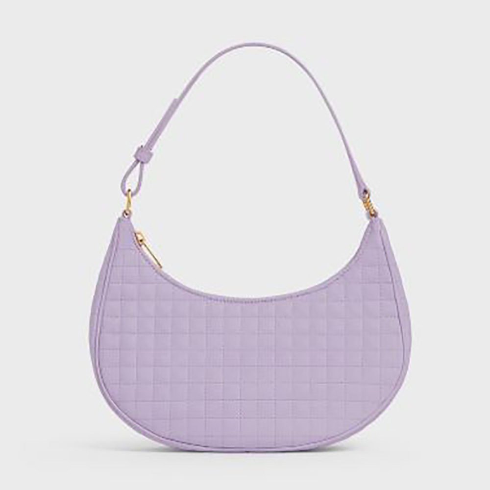Front view of Celine Women Ava Bag in Quilted Lambskin-Purple