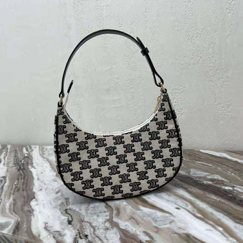 Side angle showing silhouette and texture of Celine Women Ava Bag in Black