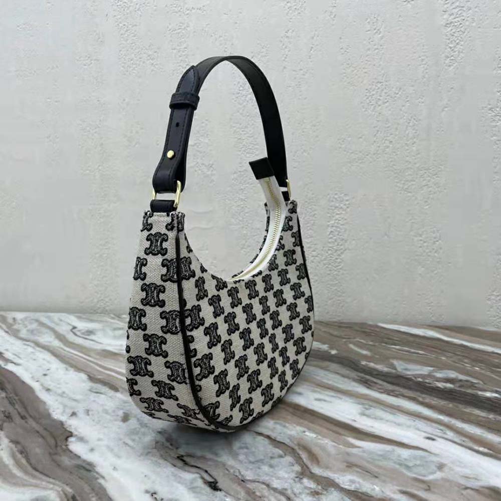 Celine Women Ava Bag in Textile with Triomphe Embroidery-Black - image 4