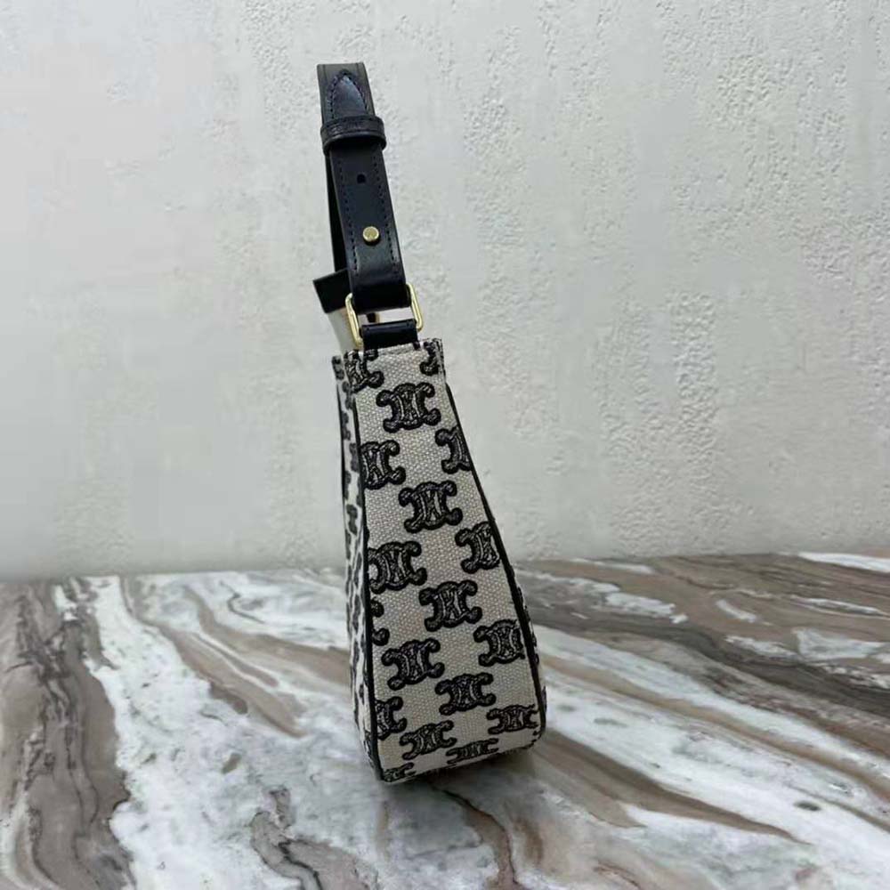 Celine Women Ava Bag in Textile with Triomphe Embroidery-Black - image 6