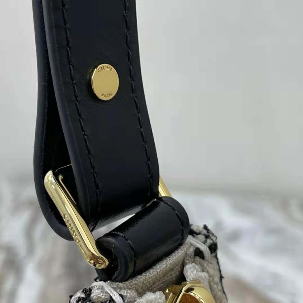 Celine Women Ava Bag in Textile with Triomphe Embroidery-Black - image 9