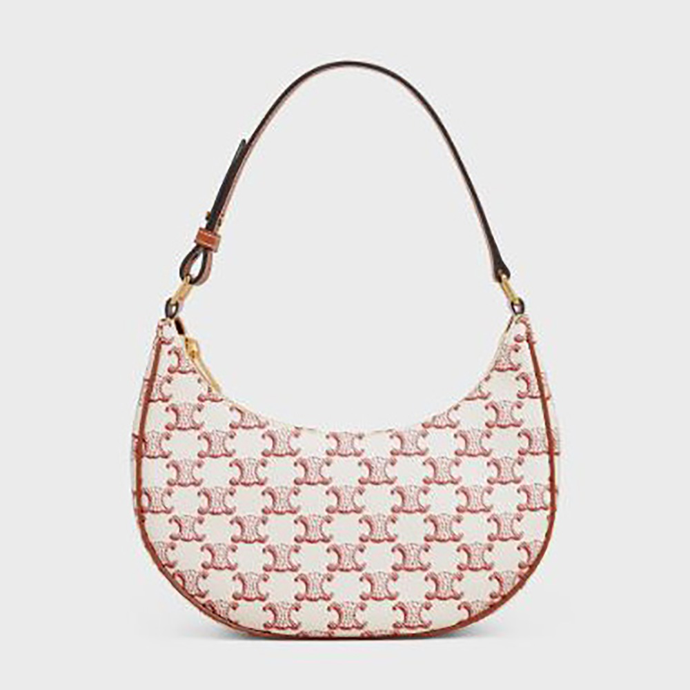 Front view of Celine Women Ava Bag in red Triomphe canvas