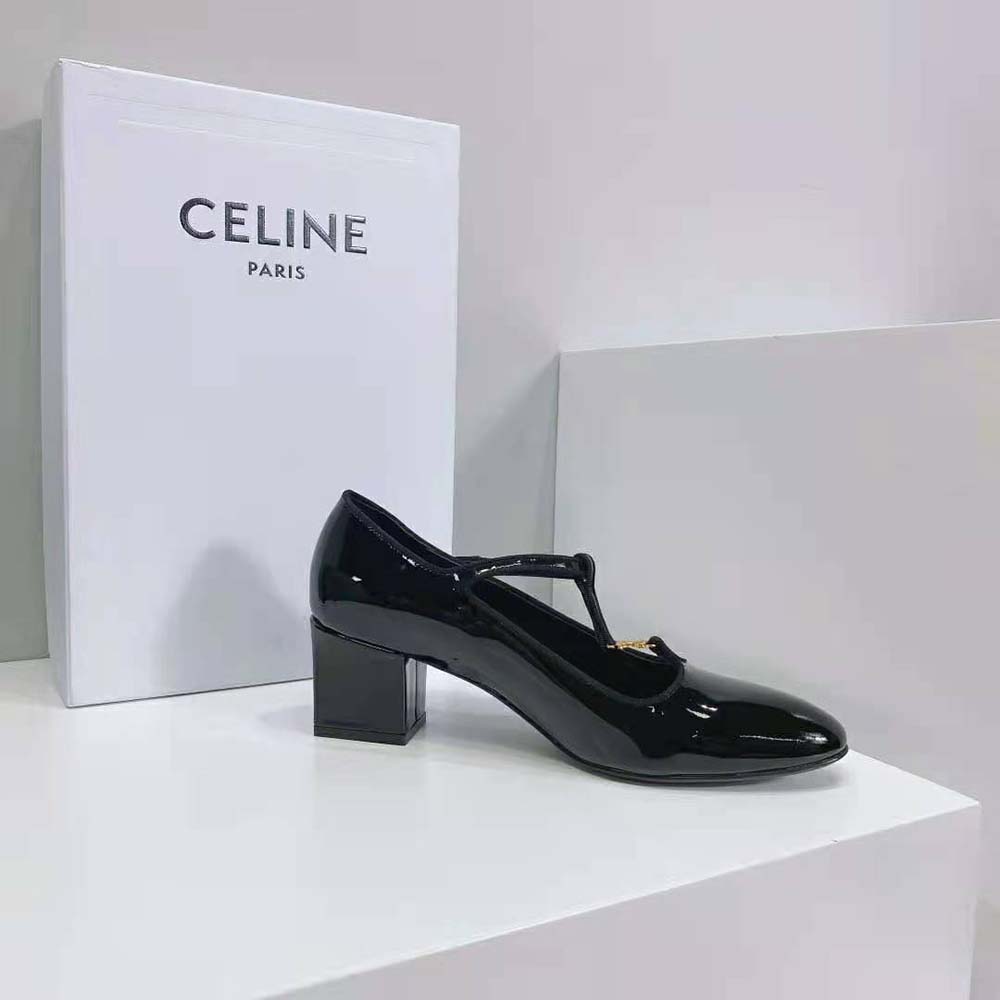 Celine Women Babies T-Bar Pump in Patent Calfskin and Grosgrain-Black - image 8