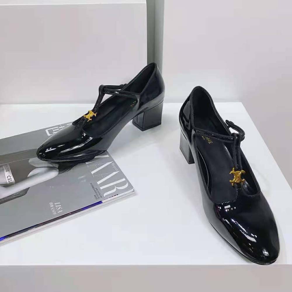 Celine Women Babies T-Bar Pump in Patent Calfskin and Grosgrain-Black - image 6