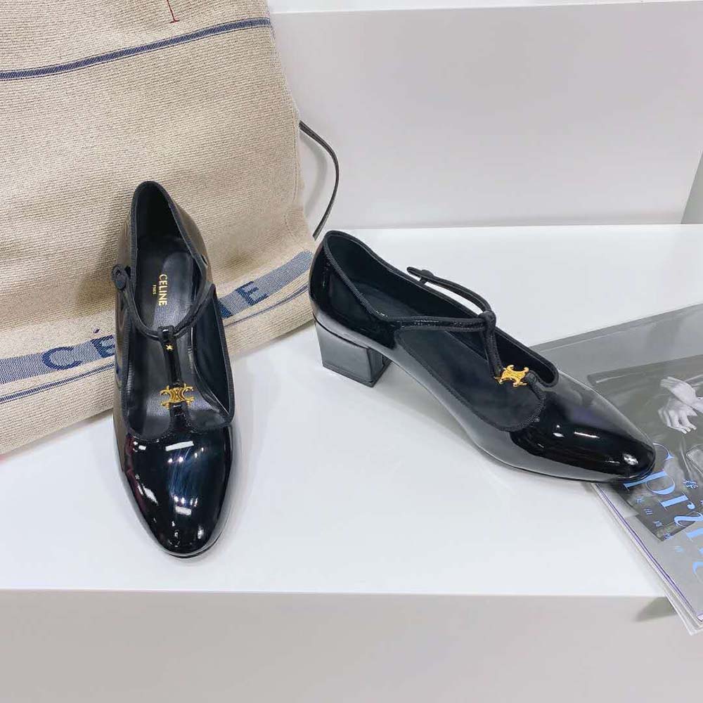 Celine Women Babies T-Bar Pump in Patent Calfskin and Grosgrain-Black - image 5