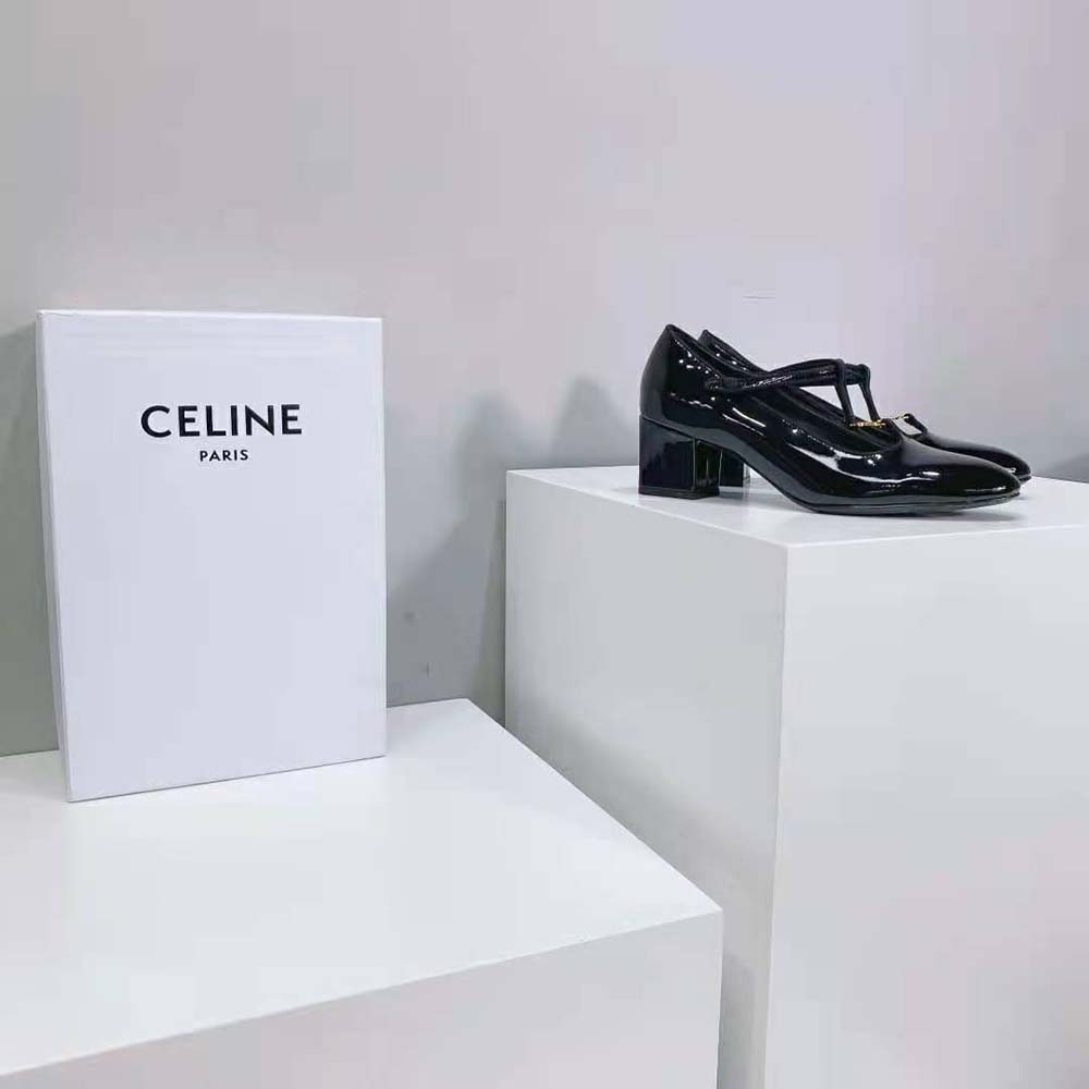 Celine Women Babies T-Bar Pump in Patent Calfskin and Grosgrain-Black - image 9