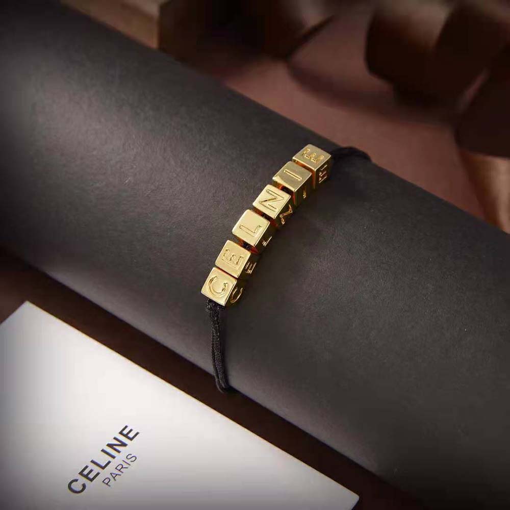 Side angle showing adjustable polyester tie on Celine Women Beach Bracelet