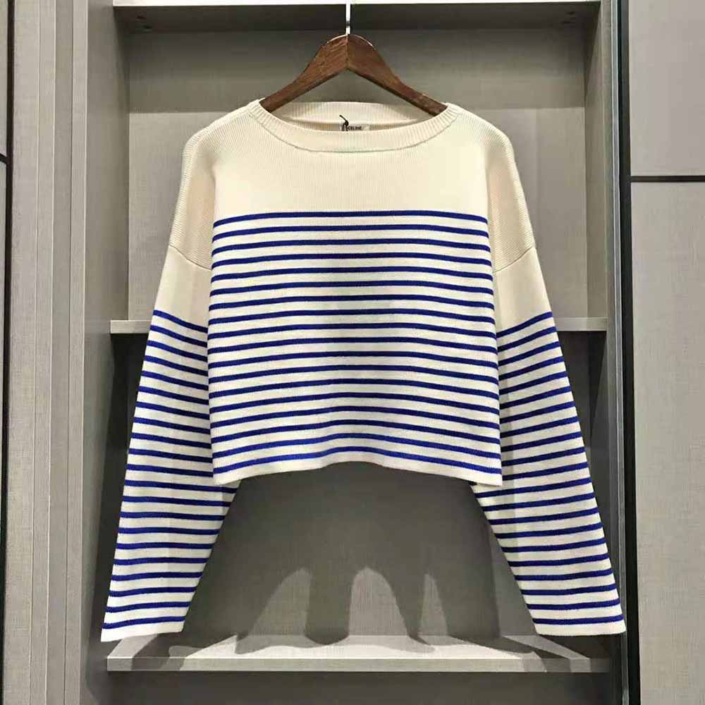 Celine Women Boxy Mariniere Sweater in Striped Cotton - image 2