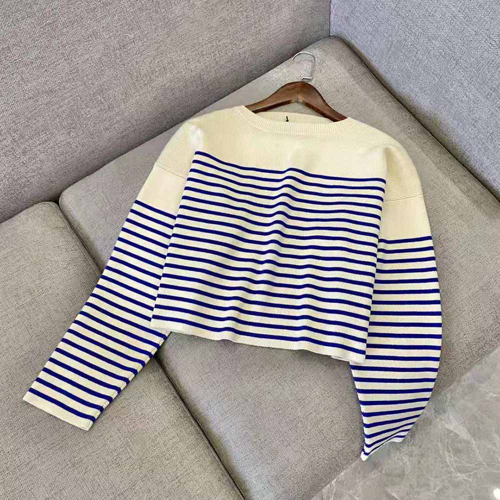 Celine Women Boxy Mariniere Sweater in Striped Cotton - image 3
