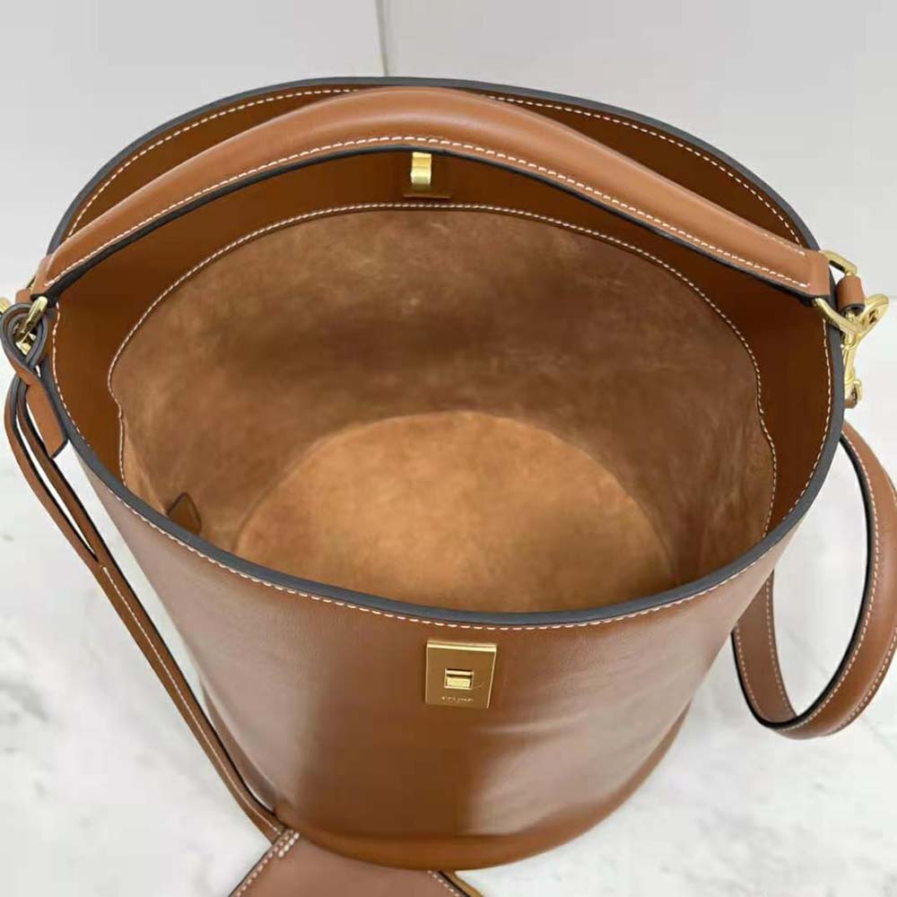 Celine Women Bucket 16 Bag in Smooth Calfskin-Brown - image 7