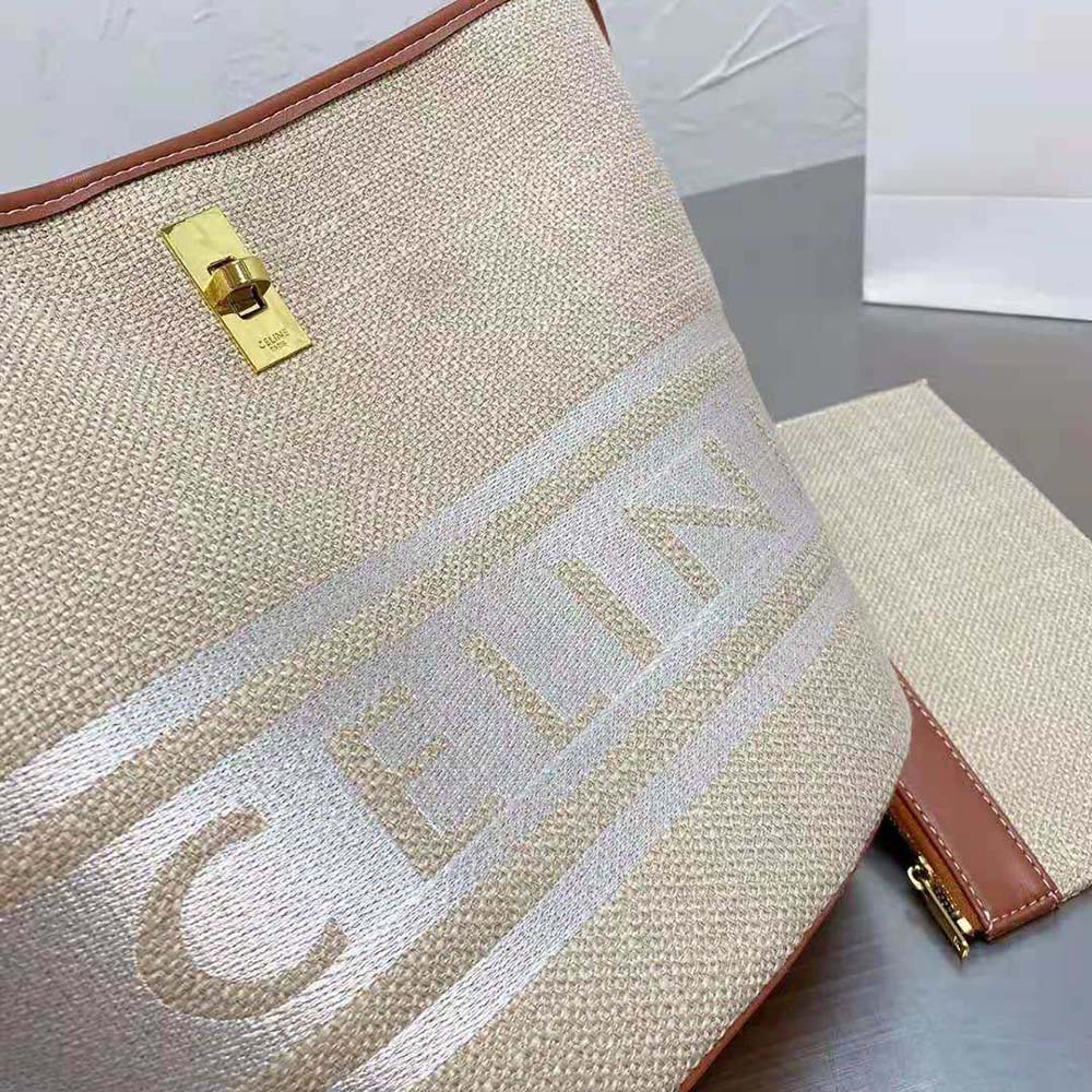 Celine Women Bucket 16 Bag in Textile with Celine Logo and Smooth Calfskin - image 8