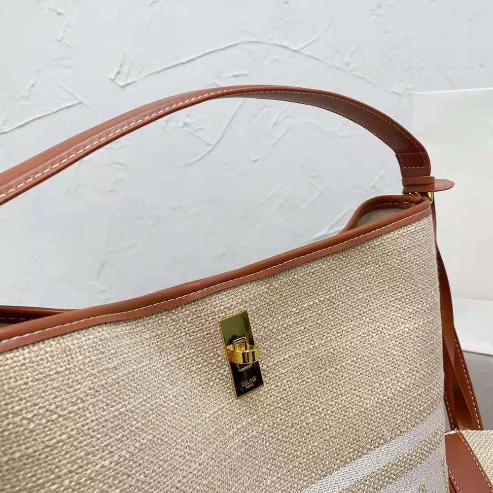 Celine Women Bucket 16 Bag in Textile with Celine Logo and Smooth Calfskin - image 10