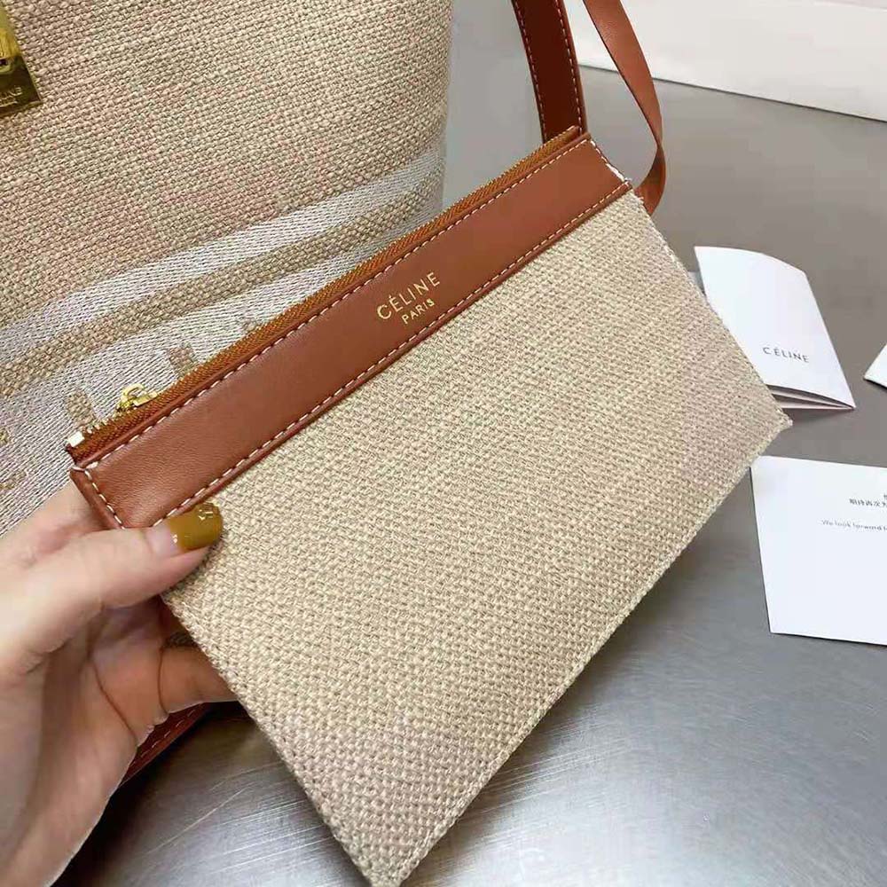 Celine Women Bucket 16 Bag in Textile with Celine Logo and Smooth Calfskin - image 9