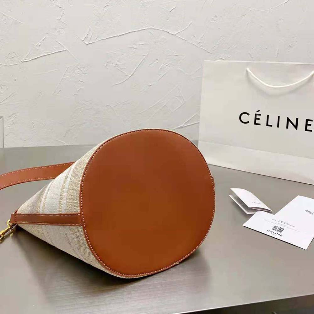 Celine Women Bucket 16 Bag in Textile with Celine Logo and Smooth Calfskin - image 7