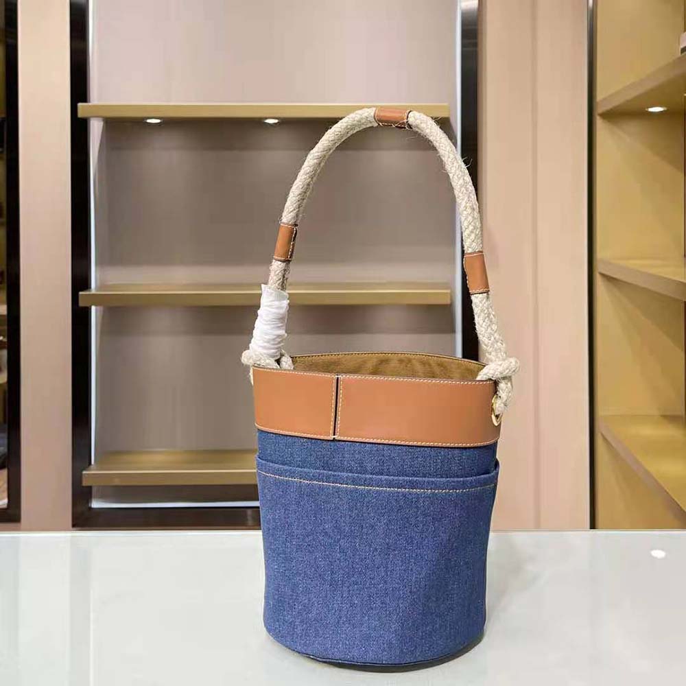 Celine Women Bucket Celine in Denim with Celine Print and Calfskin - image 4