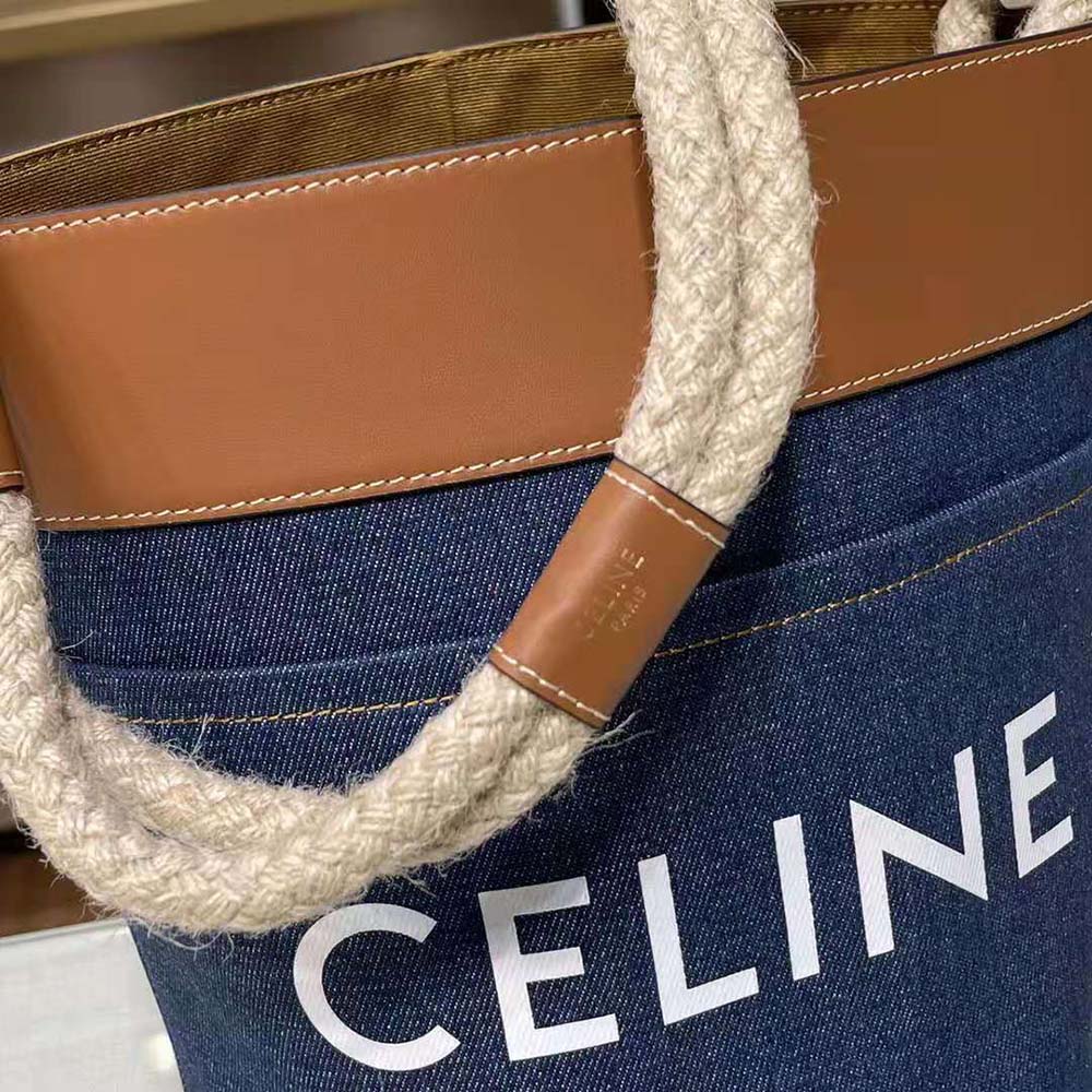 Celine Women Bucket Celine in Denim with Celine Print and Calfskin - image 7