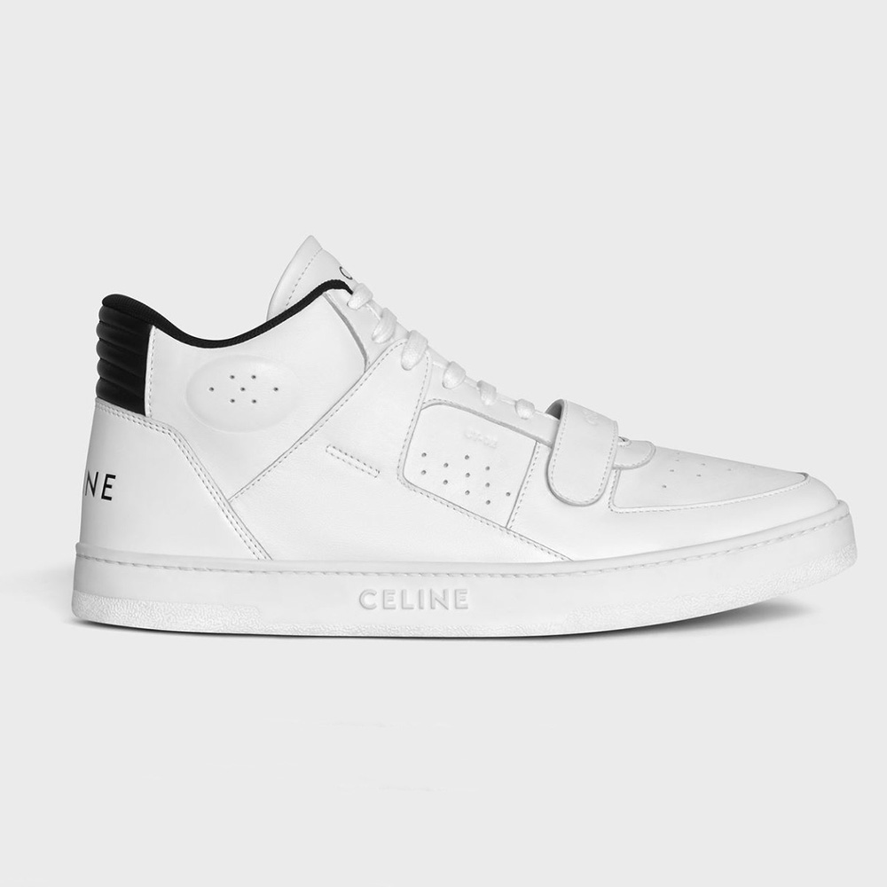 Side profile of Celine Women CT-02 Mid Sneaker with Scratch in black calfskin
