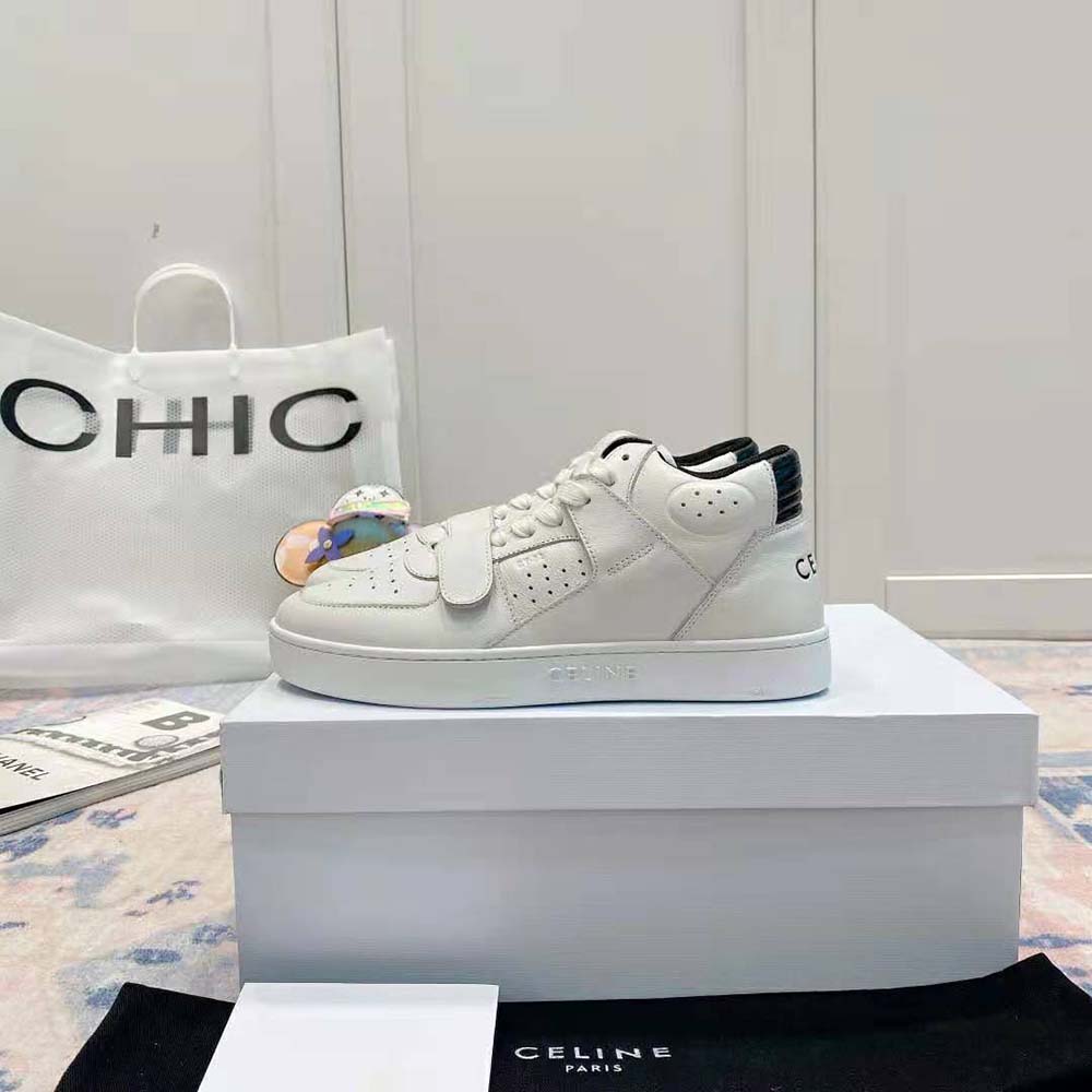 Top view showcasing silhouette and finish of Celine Women CT-02 Mid Sneaker
