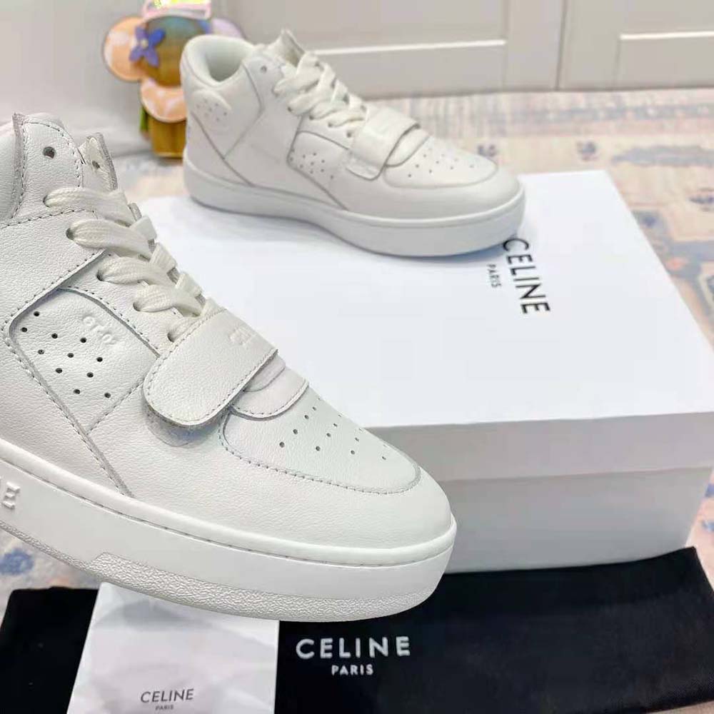 Celine Women CT-02 Mid Sneaker with Scratch in Calfskin-White - image 9