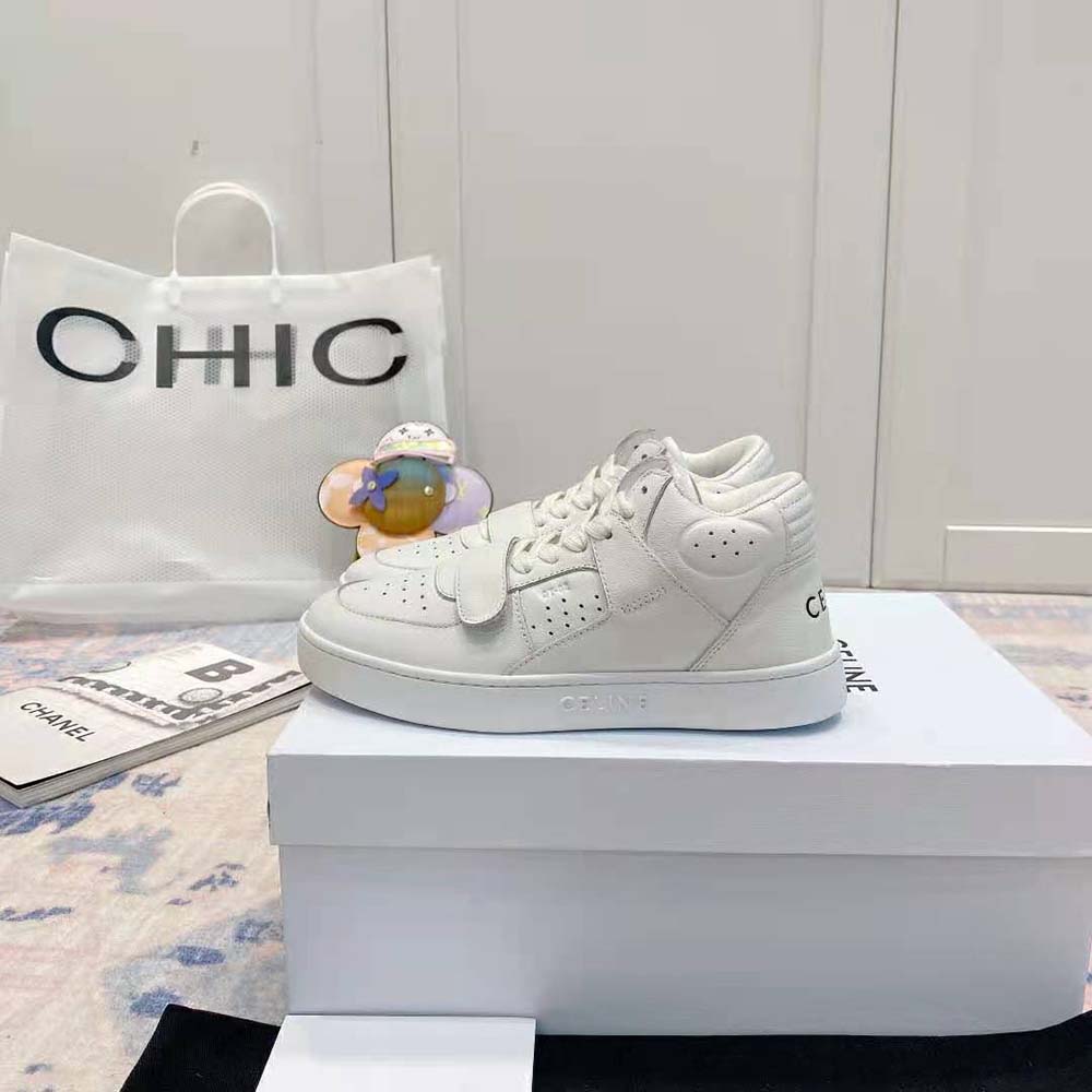 Celine Women CT-02 Mid Sneaker with Scratch in Calfskin-White - image 5