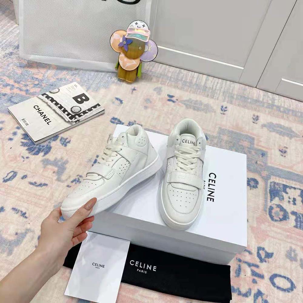 Celine Women CT-02 Mid Sneaker with Scratch in Calfskin-White - image 4