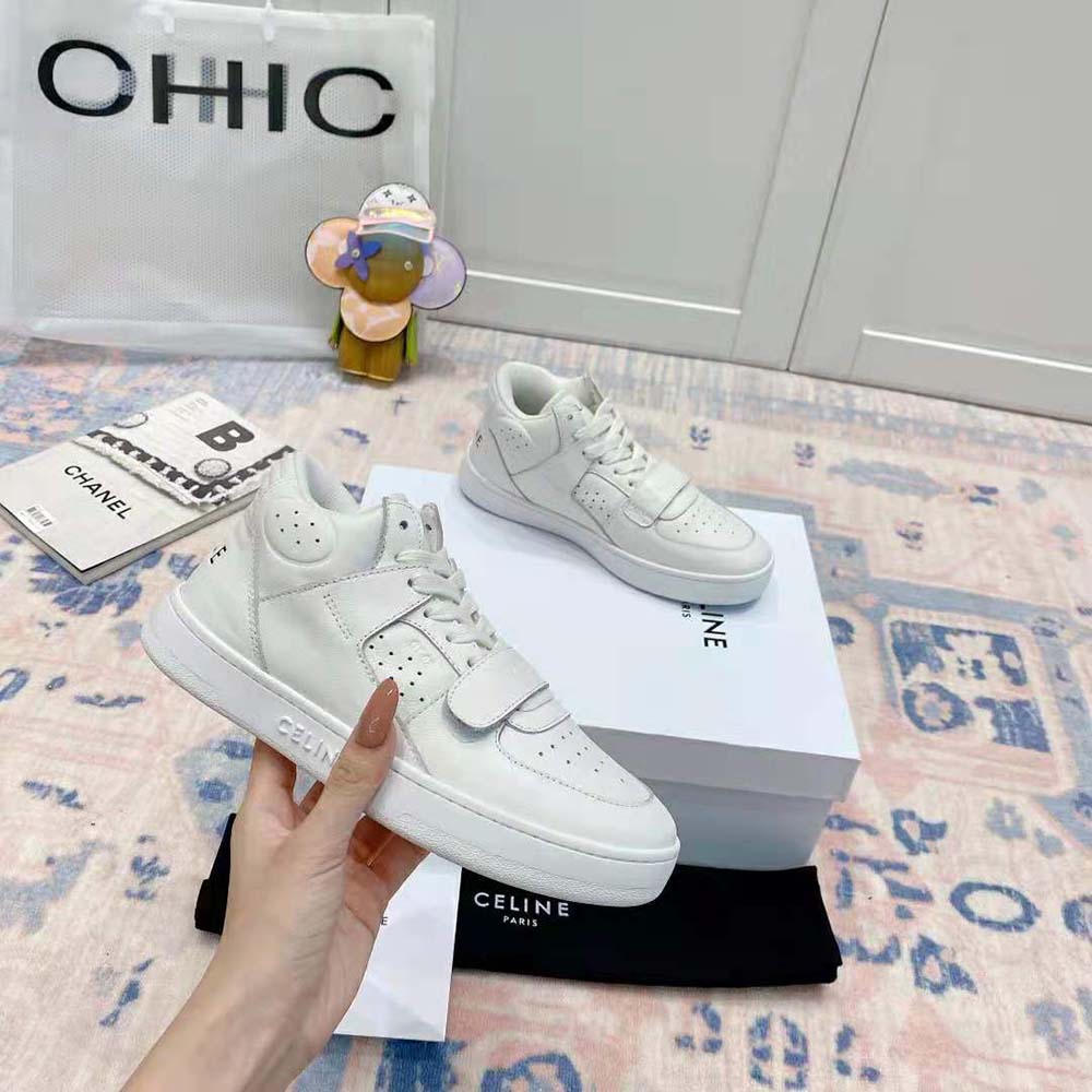Celine Women CT-02 Mid Sneaker with Scratch in Calfskin-White - image 6