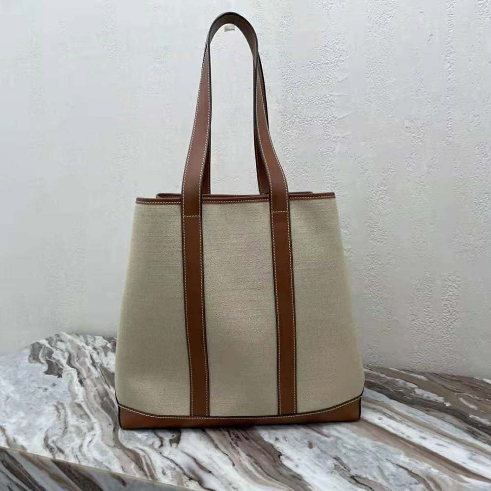 Side angle highlighting the structured silhouette of Celine Women Cabas Marin