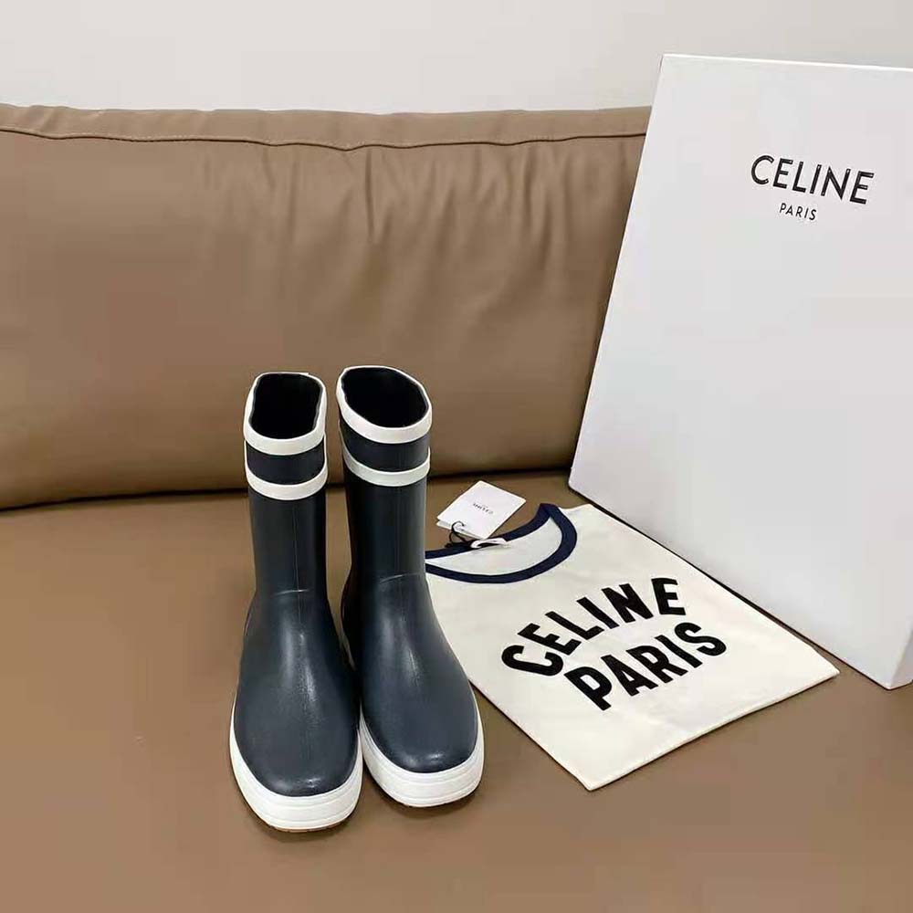 Front angle of Celine Women Flat Half Boot Les Bottes DE Pont Celine showing slip-on silhouette